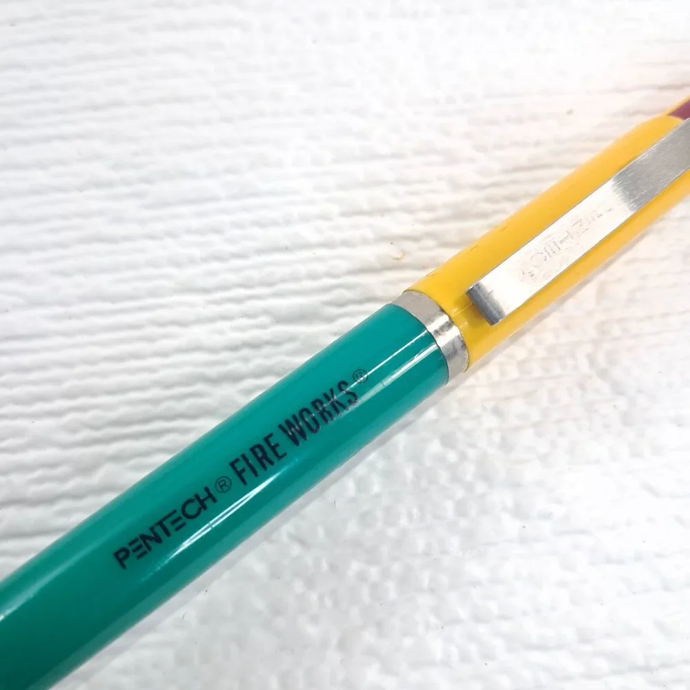Vintage Pentech Fire Works Pen Multi‎ Colored Retractable Ball Point Fireworks